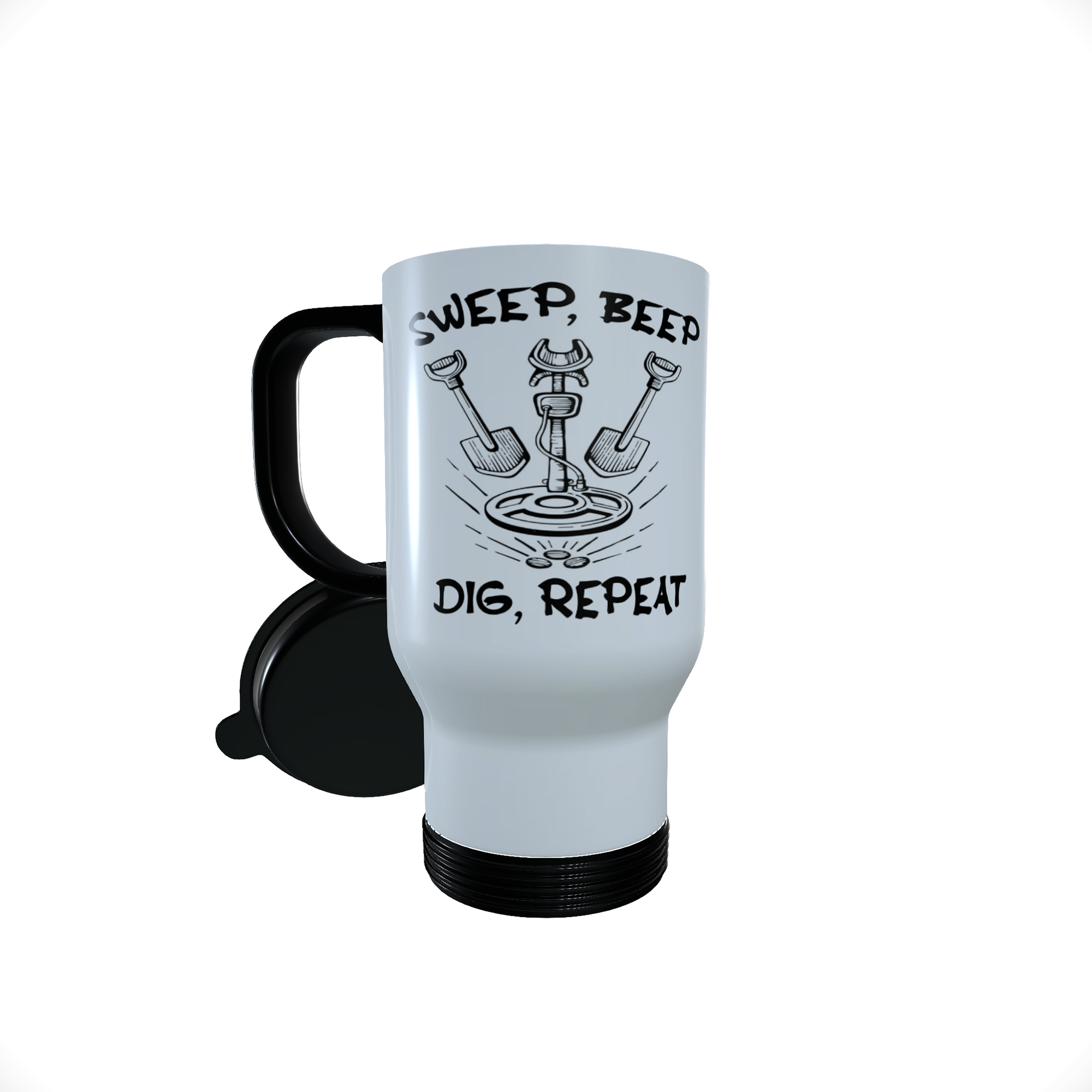 Sweep Beep Dig Repeat Travel Mug, Personalised Travel Mug